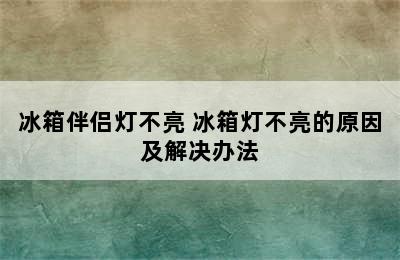 冰箱伴侣灯不亮 冰箱灯不亮的原因及解决办法